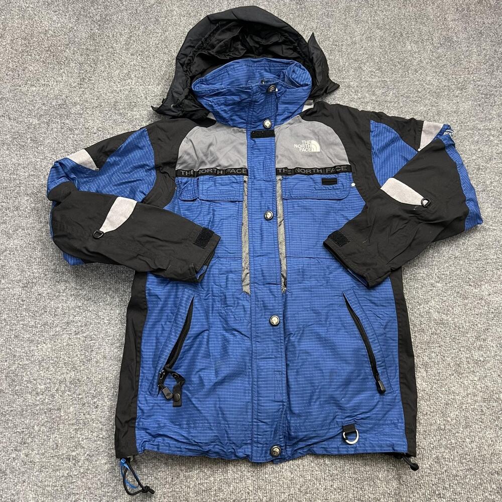 The North Face Jacket Womens 8 Blue Black Hooded Ski Snowboard Ripstop Full Zip
